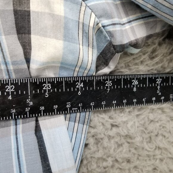 Wrangler Shirt Mens XL Blue Plaid Western Pearl Snap Short Sleeve *Read* - Picture 6 of 10